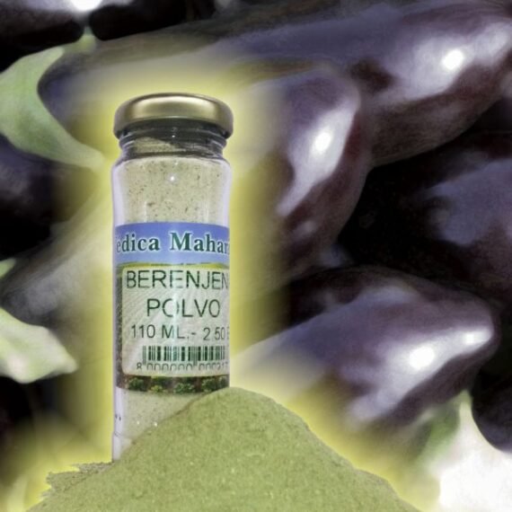 BERENJENA DESHIDRATADA EN POLVO. tarro de crital 110 ML