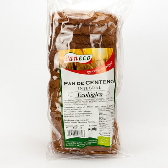 PAN CENTENO PURO 100% -- 600 GR. - TIPO ALEMAN - CORTADO