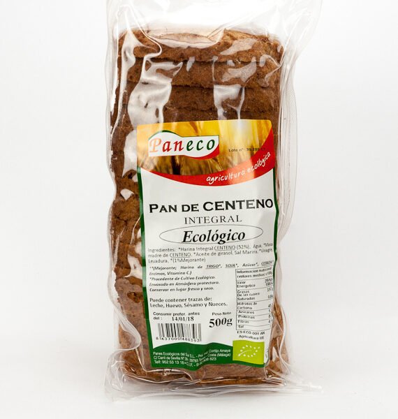 PAN CENTENO PURO 100% -- 600 GR. - TIPO ALEMAN - CORTADO