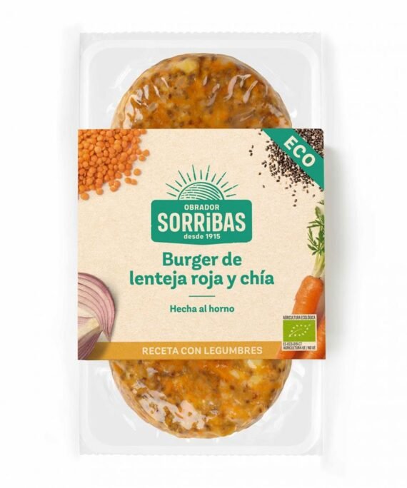 Hamburguesas Lenteja Roja y Chia  160 gr. 2 unidades