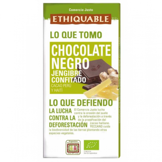 CHOCOLATE NEGRO 50% con JENGIBRE confitado - Comercio Justo