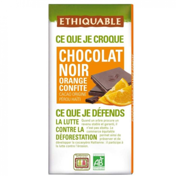 CHOCOLATE NEGRO 65% con NARANJA confitada - Comercio Justo